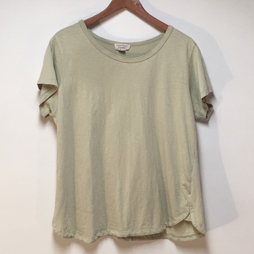 Orientique Naturally Australian Women XL Shirt Green Tee Short Sleeve Casual